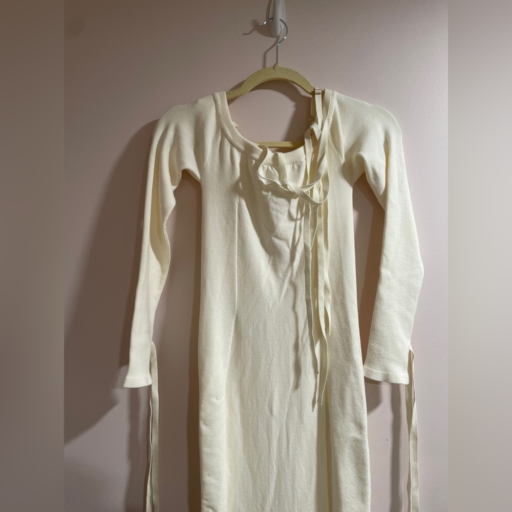NWT Jacquemus La Robe Arnesi Ribbed Knit Dress Off-White - Picture 3 of 7